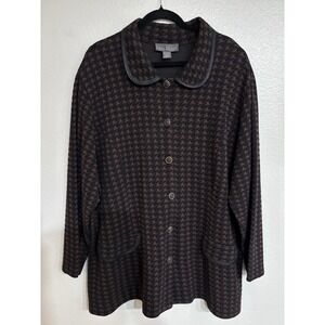 Lane Bryant Womens Coat Jacket Black Brown Houndstooth‎ Pattern SZ 26/28